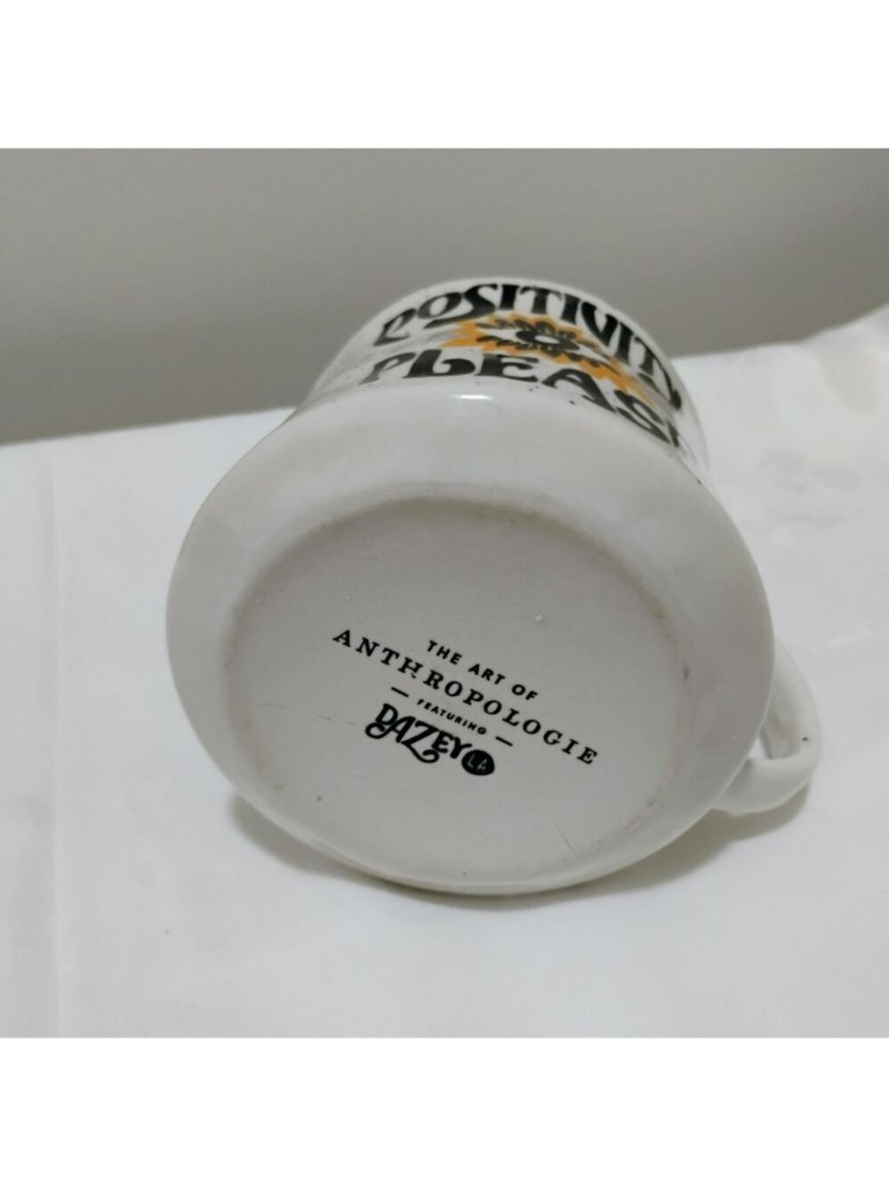 Positivity Please Mug By Anthropologie Dazey LA Speckled Ceramic Coffee Cup - Picture 5 of 7